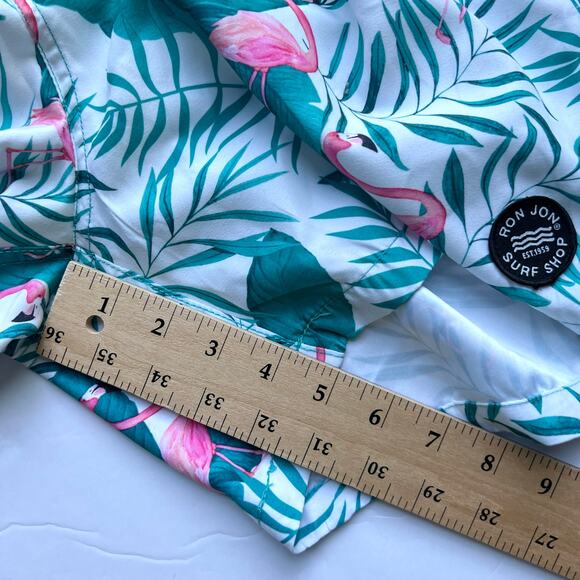 Endless Summer Ron Jon Flamingo Tropical Board Shorts Swim Suit Trunks Surf M - Picture 13 of 15